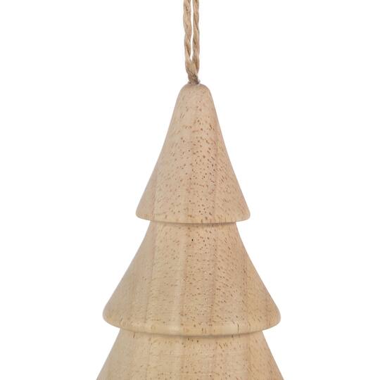 3ct. Natural Trees Wooden Christmas Ornaments
